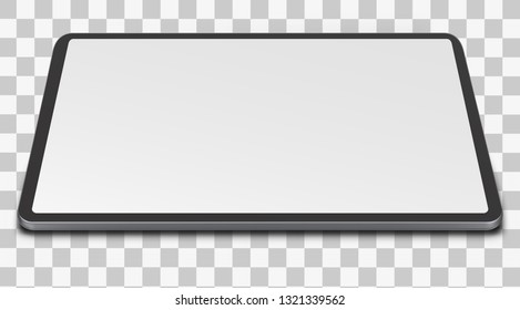 Tablet pc computer with blank screen isolated on transparent background. Vector illustration