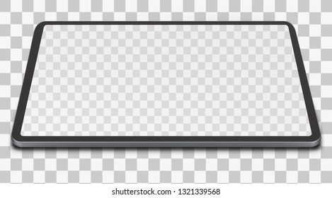 Tablet pc computer with blank screen isolated on transparent background. Vector illustration