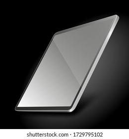 Tablet pc computer with blank screen on dark background. Vector illustration. EPS10.