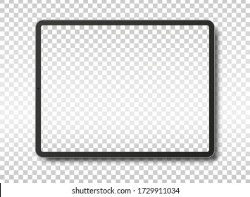 Tablet pc computer with blank screen isolated on transparent background. Vector illustration. EPS10.