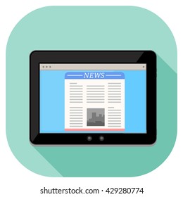 Tablet pc computer internet icon displaying news page website.
Vector illustration of a modern tablet.
Tablet technology with news website information.
