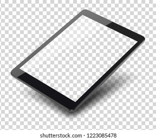 Tablet pc computer on transparent background. Vector illustration.