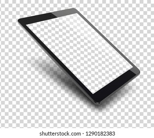 Tablet pc computer on transparent background. Vector illustration.