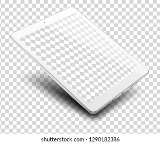 Tablet pc computer on transparent background. Vector illustration.