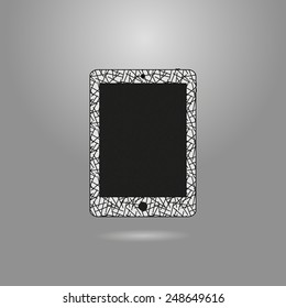 tablet pc computer with  pattern  circle.  isolated on white 