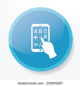 Tablet pc design on blue flat button,clean vector