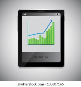 Tablet PC with diagram on screen. EPS10 vector