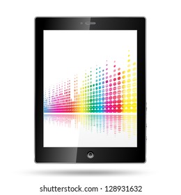 tablet pc with equalizer colorful lines