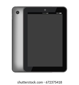 Tablet PC in front and behind .Vector illustrations.