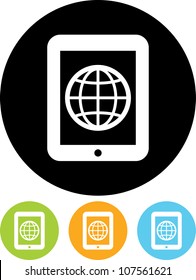 Tablet PC global network - Vector icon isolated