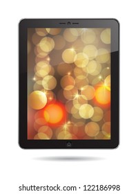 tablet PC with gold abstract background