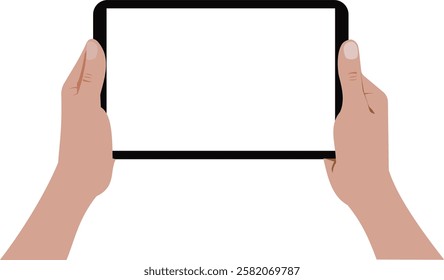 Tablet PC in hand with blank editable screen