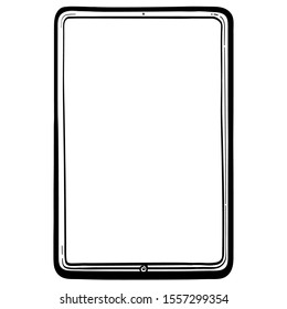 Tablet PC Hand Drawn Vector Illustration.