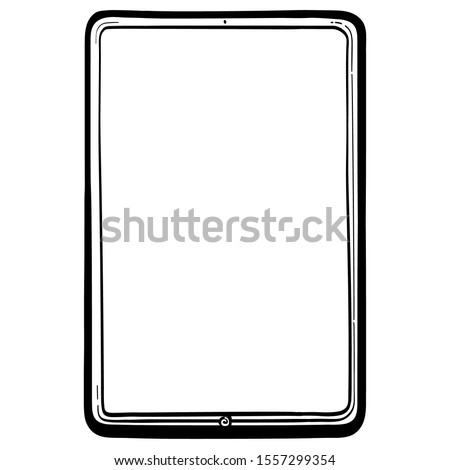Tablet PC Hand Drawn Vector Illustration.