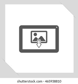 tablet pc with hourglass, vector icon