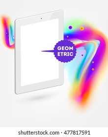Tablet PC icon with abstract watercolor hipster background design.