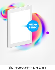 Tablet PC icon with abstract watercolor hipster background design.