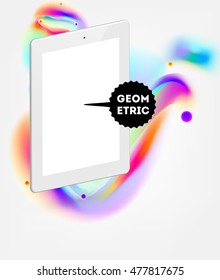 Tablet PC icon with abstract watercolor hipster background design.