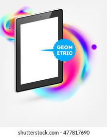 Icono de Tablet PC con diseño de fondo hipster de color de agua abstracto.
