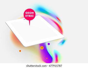 Icono de Tablet PC con diseño de fondo hipster de color de agua abstracto.