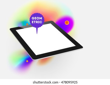 Tablet PC icon with abstract watercolor hipster background design.