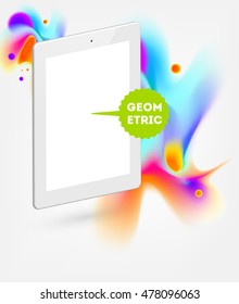 Icono de Tablet PC con diseño de fondo hipster de color de agua abstracto.