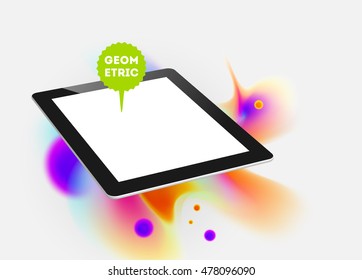 Icono de Tablet PC con diseño de fondo hipster de color de agua abstracto.