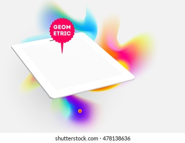Icono de Tablet PC con diseño de fondo hipster de color de agua abstracto.