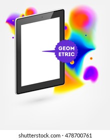 Icono de Tablet PC con diseño de fondo hipster de color de agua abstracto.