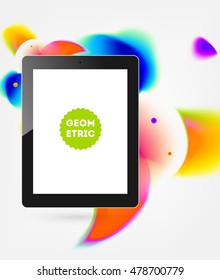 Tablet PC-Symbol mit abstraktem Aquarell-Hipster-Hintergrund-Design.