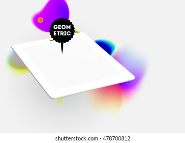 Tablet PC icon with abstract watercolor hipster background design.