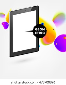Icono de Tablet PC con diseño de fondo hipster de color de agua abstracto.