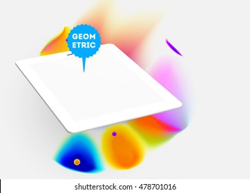 Icono de Tablet PC con diseño de fondo hipster de color de agua abstracto.
