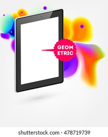 Tablet PC icon with abstract watercolor hipster background design.