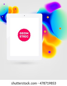 Tablet PC icon with abstract watercolor hipster background design.