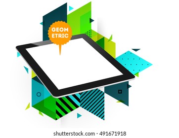 Ícone do Tablet PC com Plano de Fundo Geométrico - Ilustração de Vetor