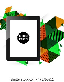 Icono de Tablet PC con fondo geométrico - Ilustración vectorial