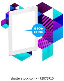 Tablet-PC-Symbol mit geometrischem Hintergrund - Vektorgrafik