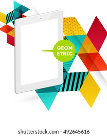 Icono de Tablet PC con fondo geométrico - Ilustración vectorial