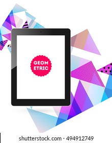 Icono de Tablet PC con fondo geométrico - Ilustración vectorial