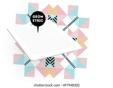 Icono de Tablet PC con fondo geométrico - Ilustración vectorial