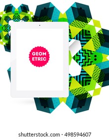 Ícone do Tablet PC com Plano de Fundo Geométrico - Ilustração de Vetor
