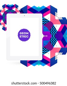 Icono de Tablet PC con fondo geométrico - Ilustración vectorial