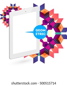Icono de Tablet PC con fondo geométrico - Ilustración vectorial