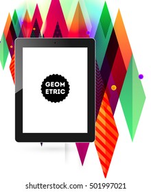 Icono de Tablet PC con fondo geométrico - Ilustración vectorial