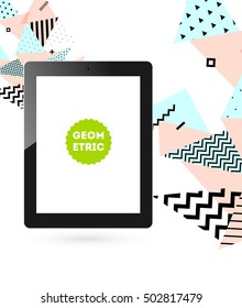 Tablet-PC-Symbol mit geometrischem Hintergrund - Vektorgrafik