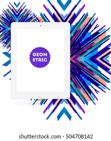Tablet-PC-Symbol mit geometrischem Hintergrund - Vektorgrafik