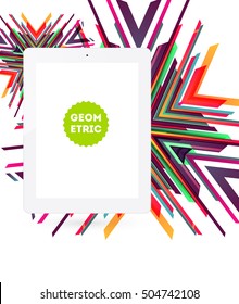 Icono de Tablet PC con fondo geométrico - Ilustración vectorial