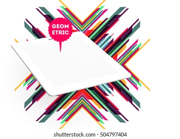 Tablet PC Icon with Geometric Background - Vector Illustration