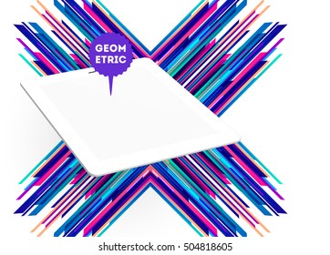 Icono de Tablet PC con fondo geométrico - Ilustración vectorial